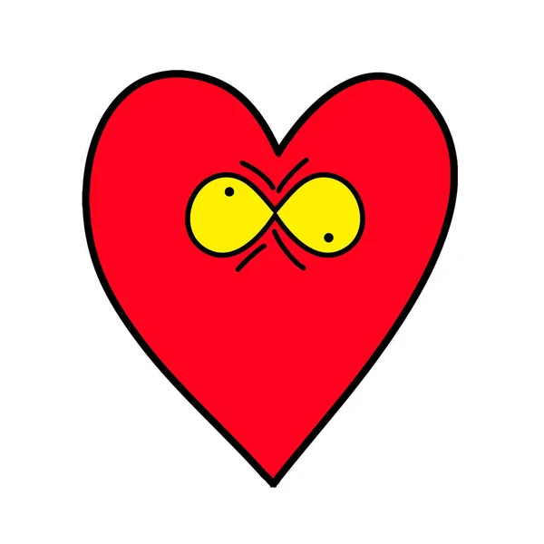Verrücktes Herz. Emoticon des Herzens. — Stockvektor