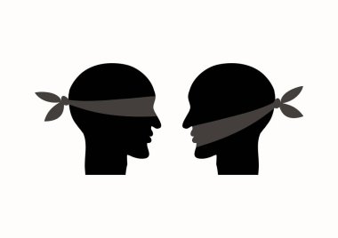 Mouth tied, blindfolded. clipart
