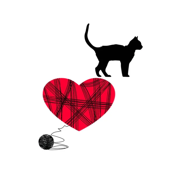 Adoro i gatti. Carta di San Valentino . — Vettoriale Stock