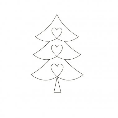 Noel ağacı. Kalpleri ile süslenmiş Noel ağacı.