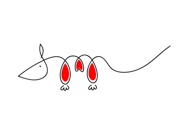 Un topo con il cuore. Mouse per la decorazione di design. Carino cartone animato animale selvatico. Fondo bianco. — Vettoriale Stock