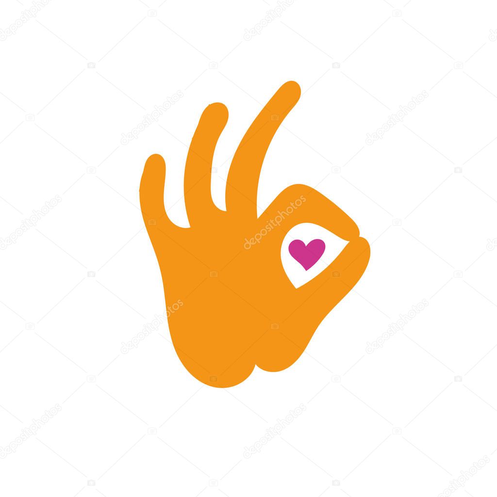 Gesture is all right . icon heart for Valentines day