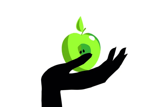Hand mit dem Apfel. gesunder Lebensstil Vegetarismus — Stockfoto
