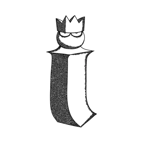 字母I矢量说明。我在皇冠上是一个自我尊重的隐喻- -一个白色背景的黑色手绘草图. — 图库矢量图片