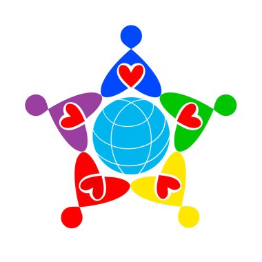 Yıldız şeklinde bir grup insan, vektör illüstrasyonu.