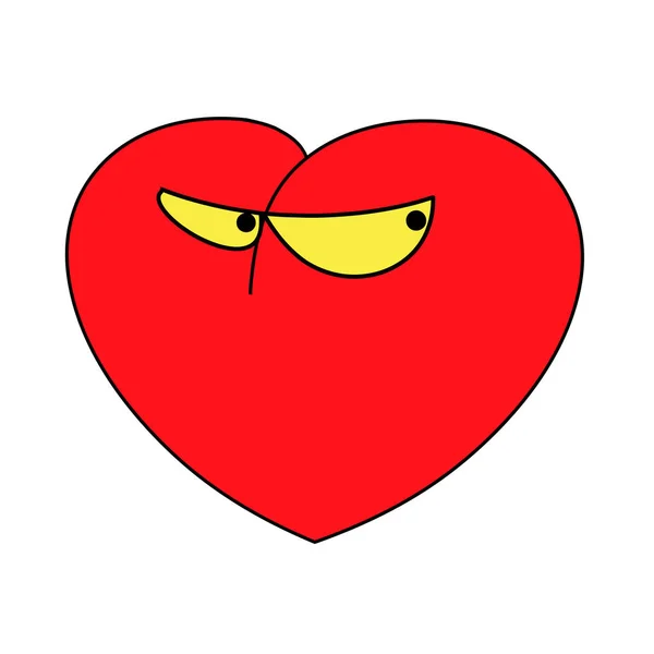 Misstrauisches Herz. Vector Heart Icon, lustige Zeichentrickfigur . — Stockvektor