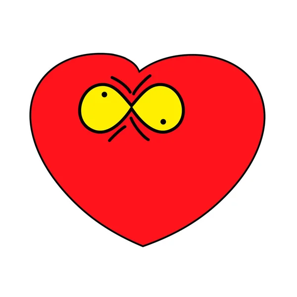 Verwirrtes Herz. Vector Heart Icon, lustige Comicfigur. Valentinstag Zeichen, Logo isoliert auf weißem Hintergrund, flachen Stil für Grafik-und Web-Design, Logo. EPS10-Piktogramm. — Stockvektor