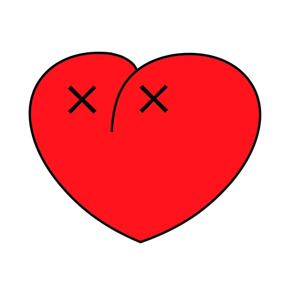 Ikona wektora serca, zabawna postać z kreskówki. Walentynki znak, logo izolowane na białym tle, płaski styl grafiki i projektowania stron internetowych, logo. Piktogram EPS10. — Wektor stockowy