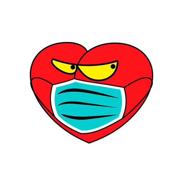 Серце в медичній масці. Векторна піктограма серця, смішний мультиплікаційний персонаж, плоский стиль для графічного та веб-дизайну, логотип. Піктограма EPS10 . — стоковий вектор