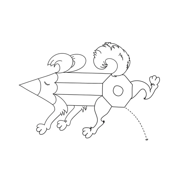 尿狗。铅笔的笔尖。铅笔的形式是一只狗。艺术的对象。卡通人物狗铅笔 — 图库矢量图片
