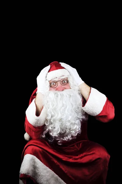 Papai Noel na noite de Natal se esqueceu de entregar presentes — Fotografia de Stock