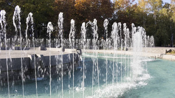 Fontän stänkande vatten i parken — Stockfoto