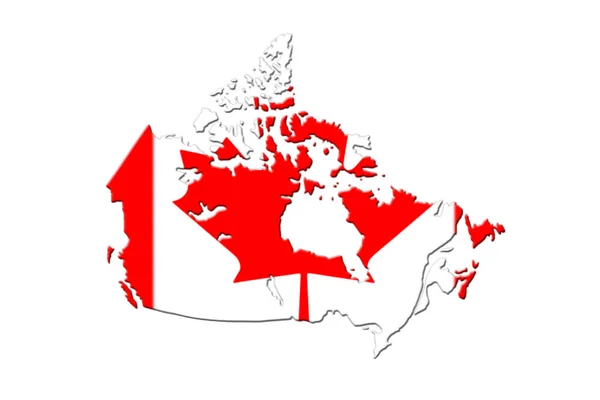 Kanadská mapa s vlajkami 3d vykreslování — Stock fotografie