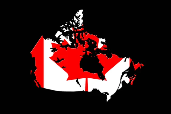 Mapa canadiense con bandera en él 3D renderizado — Foto de Stock