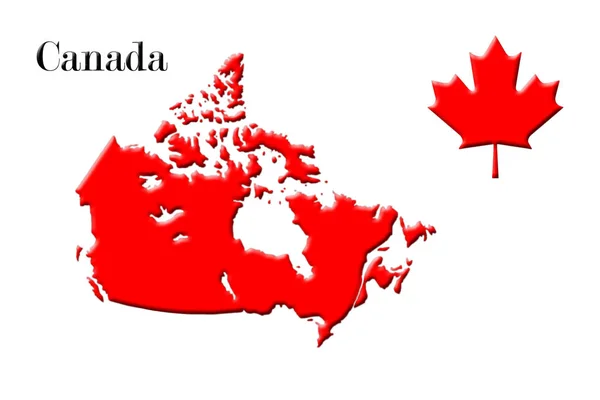 Канадський карту з прапором на ньому 3d-рендерінг — стокове фото