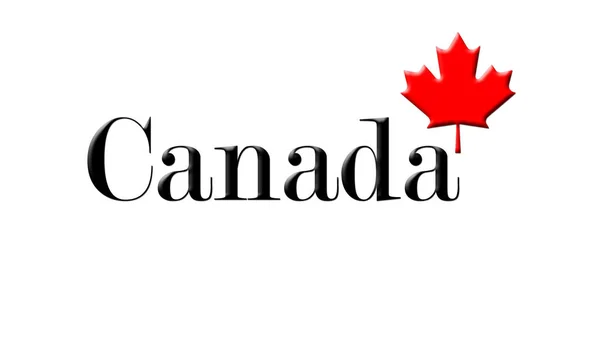 Canadá Escrito en fondo blanco con Arce Leaf 3D Rendering — Foto de Stock