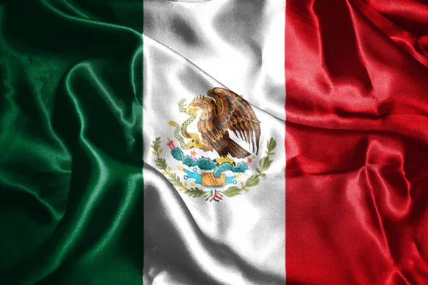Meksykańskiej flagi narodowej z orłem herbem renderowania 3d — Zdjęcie stockowe