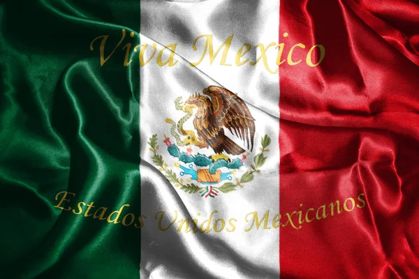 Mexican National Flag With Eagle Coat Of Arms 3D Rendering — Stock Photo, Image