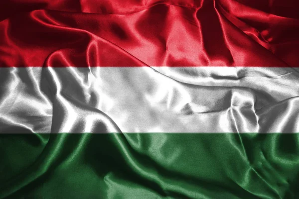 Magyar nemzeti zászló integet a szél 3D-s illusztráció — Stock Fotó