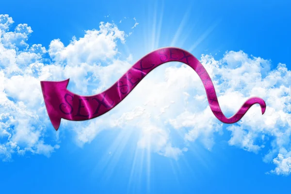Concepto sexual. Flecha con sexo escrito en él mostrando el camino en el cielo y las nubes fondo 3D ilustración — Foto de Stock