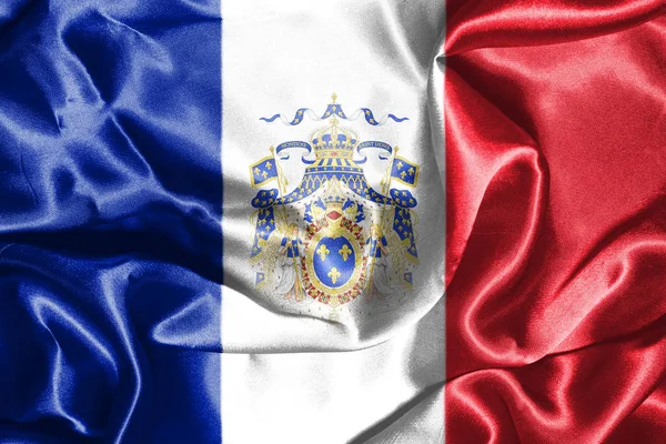 National Flag Of France With Coat Of Arms On It 3D illustration — Stock Photo, Image