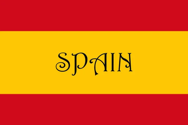 Spanische Nationalflagge mit aufgedrucktem Ländernamen 3D-Illustration — Stockfoto