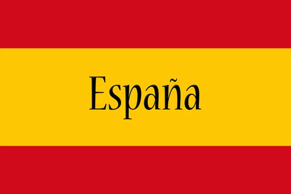 Bandeira nacional espanhola com nome de país Escrito nele ilustração 3D — Fotografia de Stock