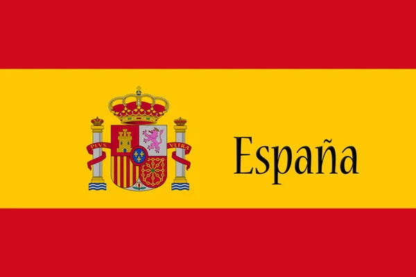 Bandera Nacional de España con Nombre de País Escrito en ella Ilustración 3D —  Fotos de Stock