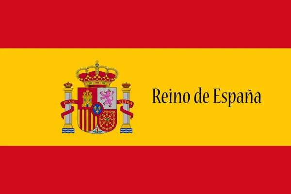 Испанский национальный флаг с названием страны, написанный на нем 3D иллюстрация — стоковое фото