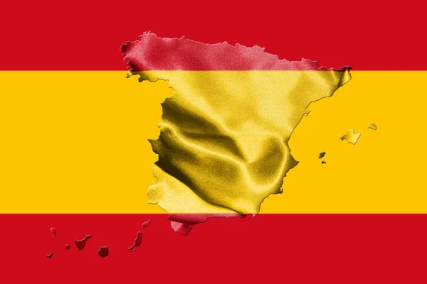 Karte von Spanien mit spanischer Flagge 3D-Illustration — Stockfoto