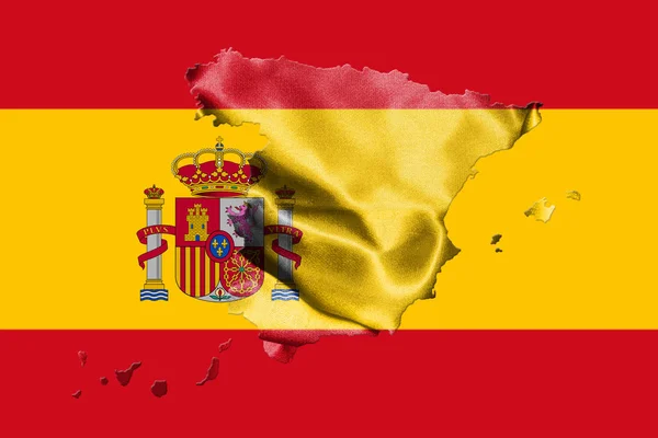 Mapa de España con Bandera de España Ilustración 3D — Foto de Stock