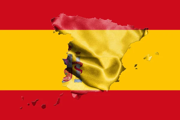 Map Of Spain With Spanish Flag On It 3D illustration — Stock Photo, Image