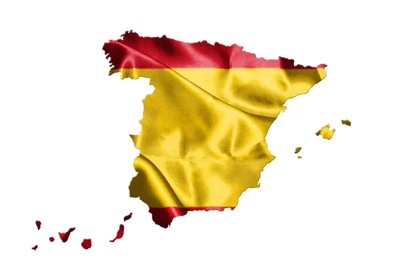 Mapa de España con Bandera Española Aislada Sobre Fondo Blanco Ilustración 3D — Foto de Stock