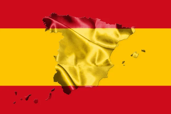 Bandera Nacional de España con Nombre de País Escrito en ella Ilustración 3D — Foto de Stock