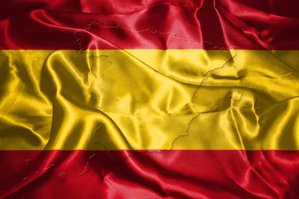 Bandeira nacional espanhola com nome de país Escrito nele ilustração 3D — Fotografia de Stock