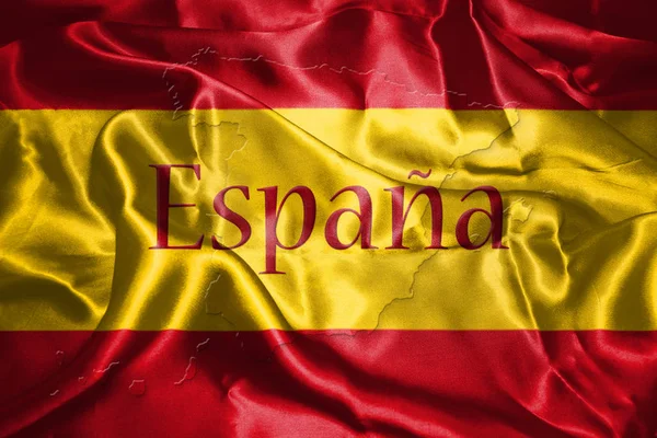 İspanyol ulusal bayrak ve harita ile ülke adı yazılı On It 3d çizim — Stok fotoğraf