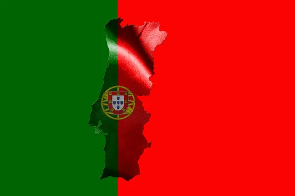 Portugal National Flag With Map Of Portugal On It 3D illustration — Stock Photo, Image