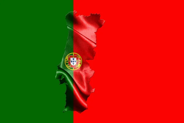 Portugal National Flag With Map Of Portugal On It  3D illustration — Stock Photo, Image