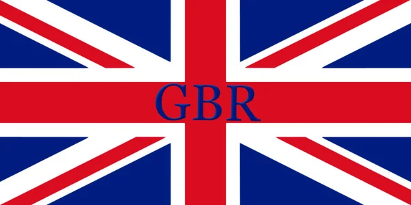 Great Britain Flag With Country Name Written On It 3D illustration — Stock Photo, Image