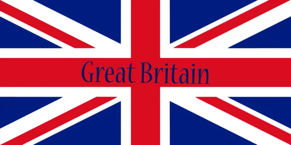 Bandiera della Gran Bretagna con il nome del paese scritto su di esso Illustrazione 3D — Foto Stock