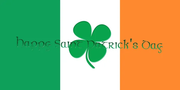 Día de San Patricio. Bandera de Irlanda con niveles de trébol Ilustración 3D — Foto de Stock