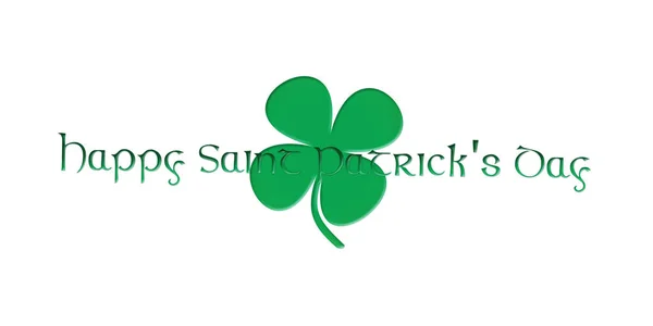 Joyeuse Saint Patrick. Texte avec trèfle Leves isolé sur fond blanc Illustration 3D — Photo