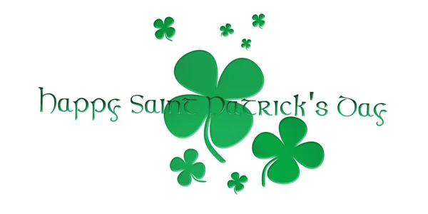 Glad Saint Patrick's Day. Text med klöver Leves isolerade på vit bakgrund 3d illustration — Stockfoto