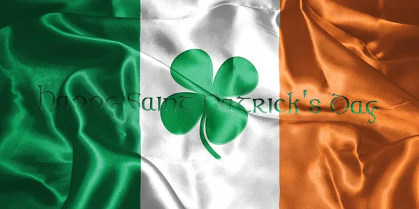 St. Patrick's Day. Vlag van Ierland met klaver Leves 3d illustratie — Stockfoto