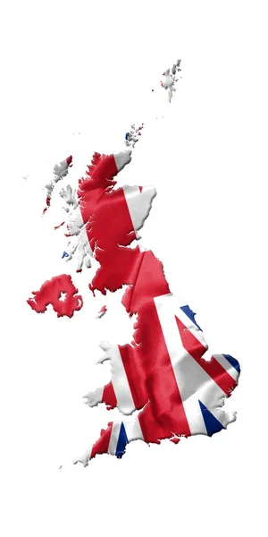 Büyük Britanya'nın harita ile bayrak bu izole üzerinde beyaz arka plan 3d çizim — Stok fotoğraf