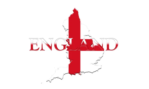 Bandeira da Inglaterra com mapa e nome de país nele ilustração 3D — Fotografia de Stock