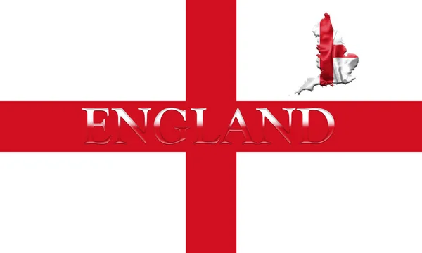 Flag of England With Map and Country Name On It On It 3D illustration — Stock Photo, Image