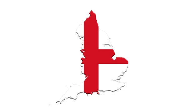 Vlag van Engeland met kaart geïsoleerd op witte Bckground 3d illustratie — Stockfoto