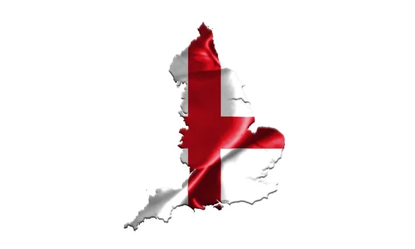 Bandera de Inglaterra Con Mapa Aislado En Blanco Bckground 3D ilustración —  Fotos de Stock