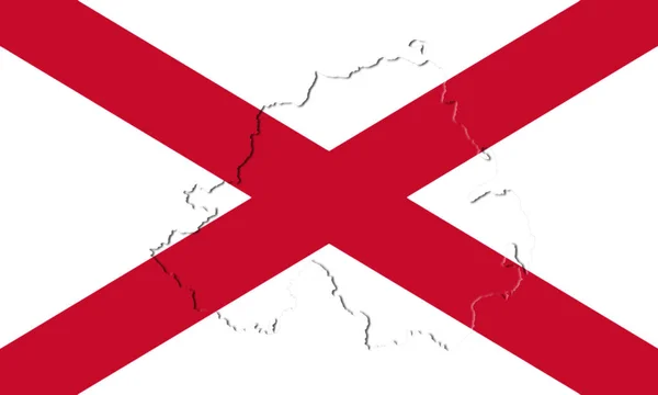 Σημαία της Βόρειας Ιρλανδίας και χάρτη. Saltire του Αγίου Πατρικίου 3d απεικόνιση — Φωτογραφία Αρχείου
